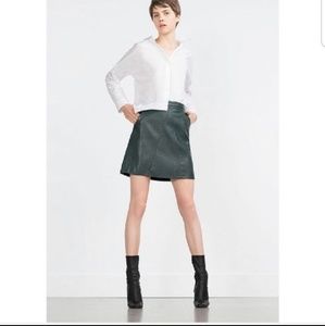 Zara Green Faux Leather Skirt